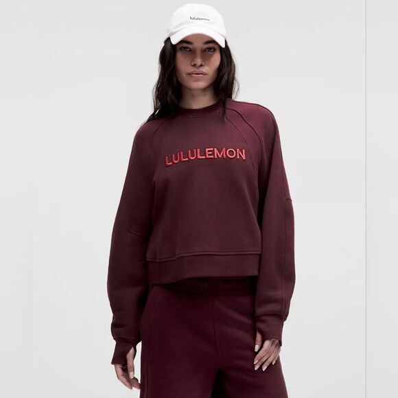 Lululemon Scuba Oversized Pullover Wordmark Garnet  Crewneck Women's Size M/L - Picture 1 of 7